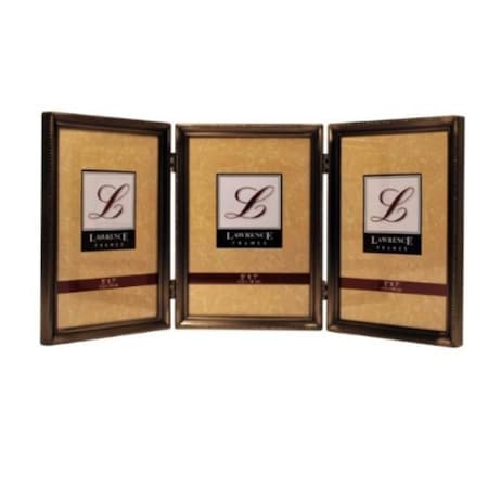 Blueprints Antique Brass 5x7 Hinged Triple Picture Frame - Bead Border Design BL24941